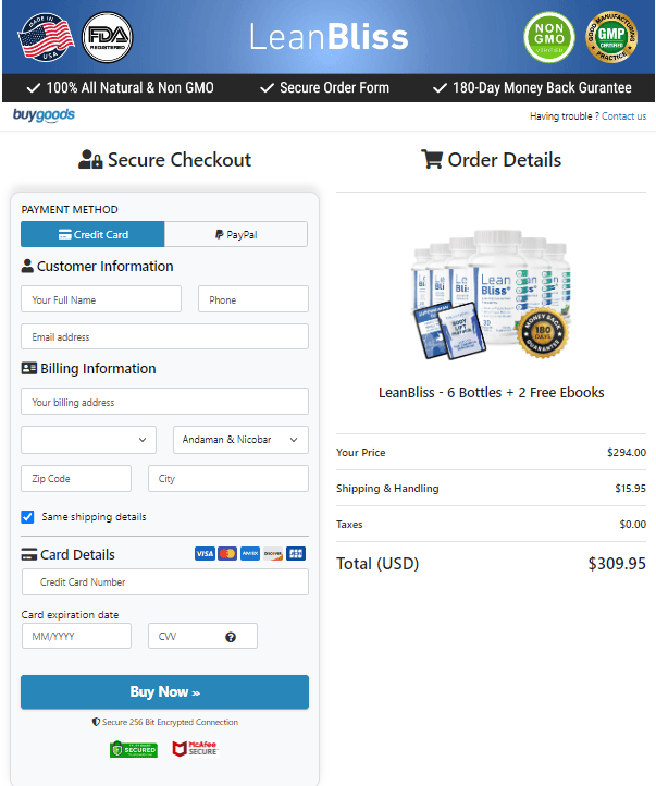 leanbliss order page
